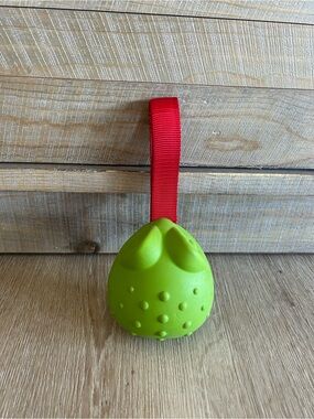 BARKBOX SUPER CHEWER Green Textured Toad Large Dog Tug Toy with Red Nylon Handle